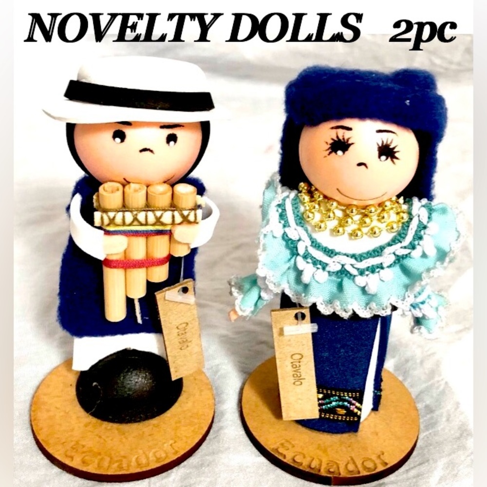 ECUA HANDS-DOLLS miniature handmade Woven Wool doll characters size 2x4 NWOT